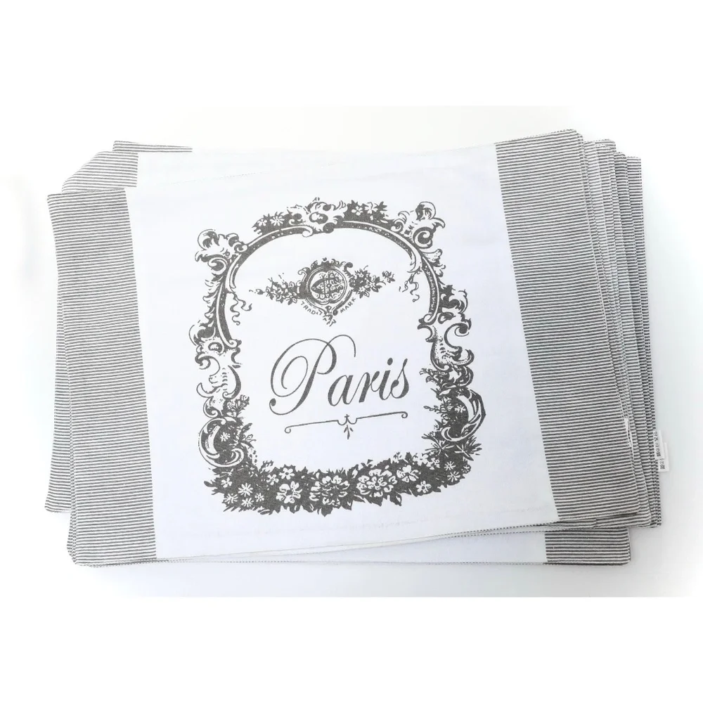 Set of 12 fabric placemats Vintage Paris print dinner serving home decor cottage